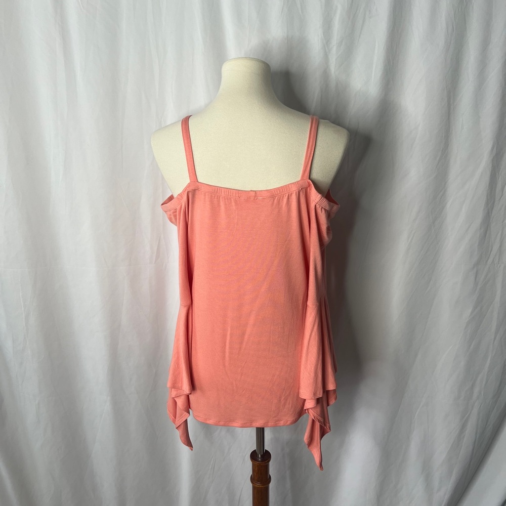 VENUS Peach Long Sleeve Cold Shoulder Shirt - Large